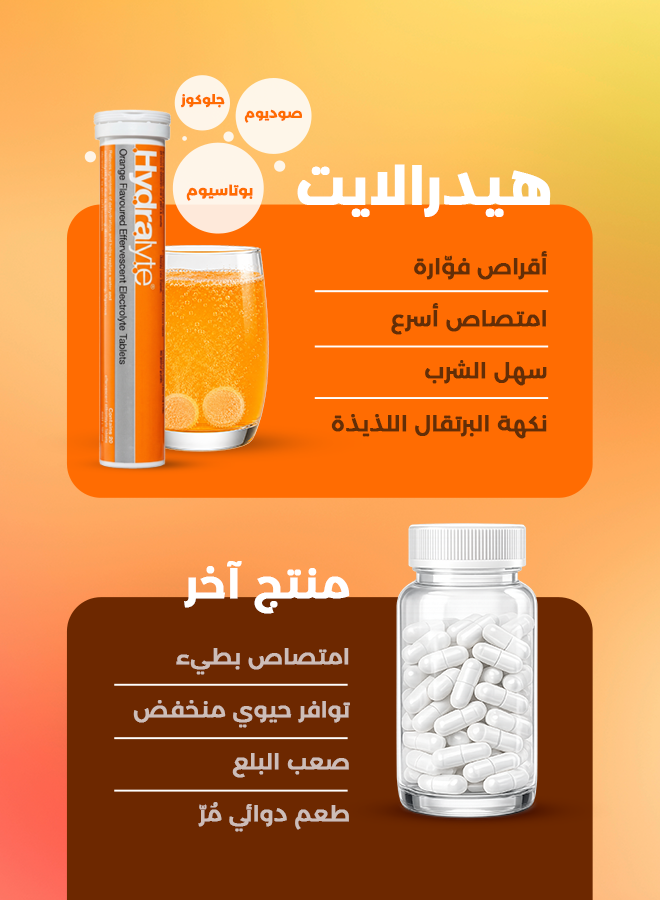 هايدرالايت أقراص فوارة بنكهة البرتقال – ٤٠ قرص