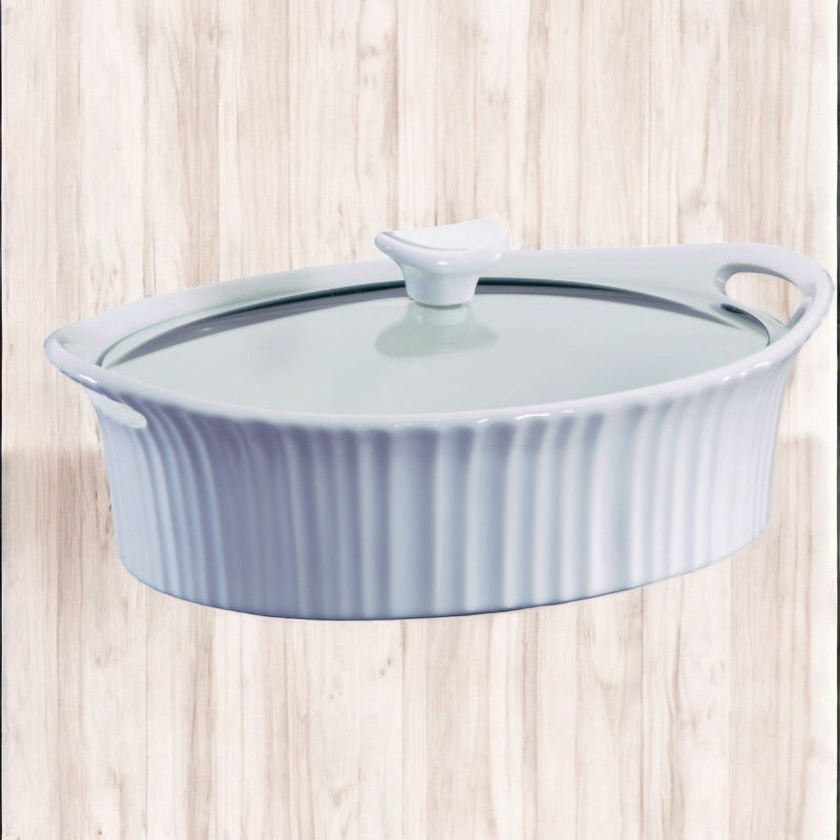 Casserole Dish with Glass Cover Oval White 2.5Qts.