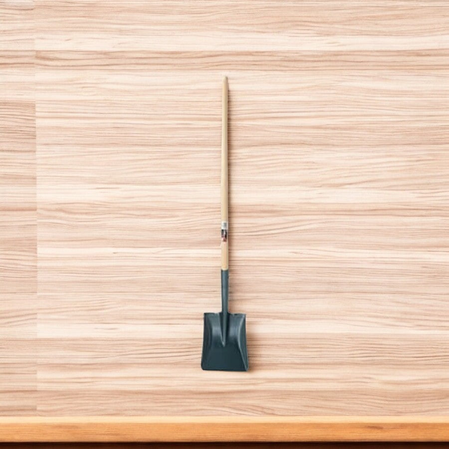 Long-Handle Square Point Shovel With Lacquered Handle