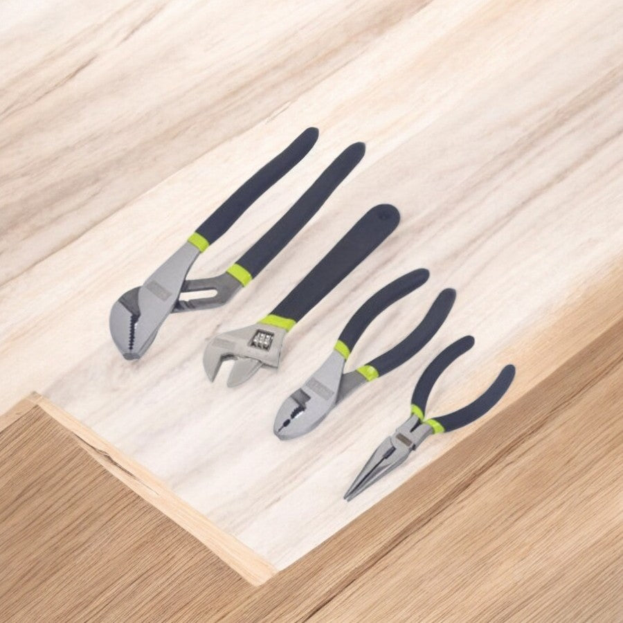 طقم كماشة مفاتيح مكون من 4 قطع من الفولاذ المطروق والمعالج حراريا من ماستر ميكانيك 6، 8، 10 بوصة