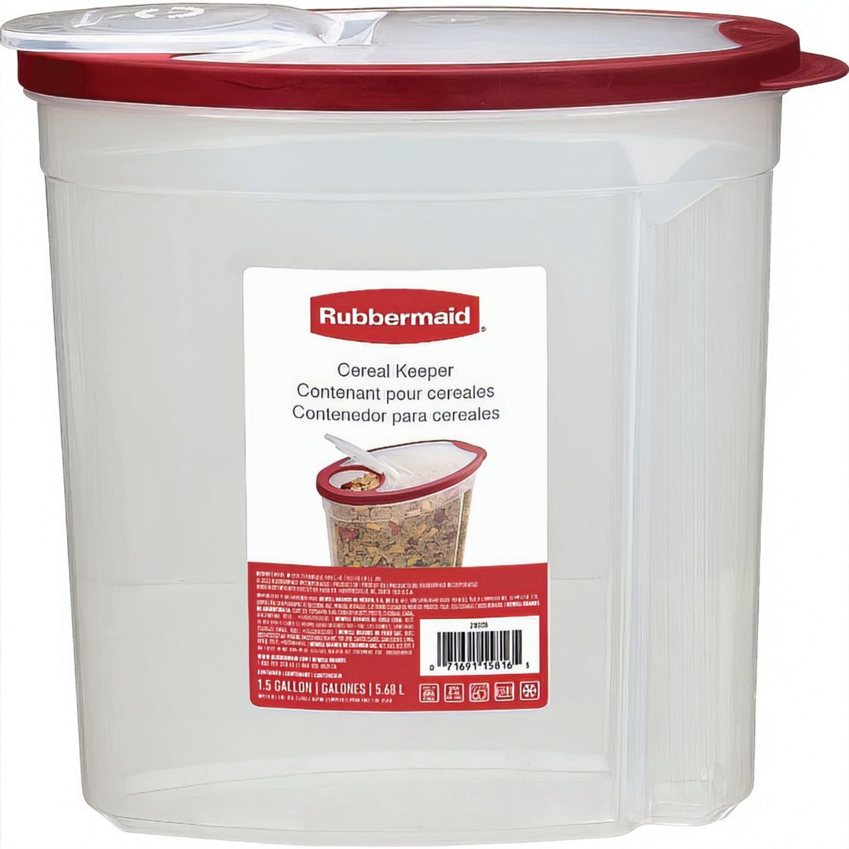 Cereal Keeper Clear With Red Lid 1.5-Gal.