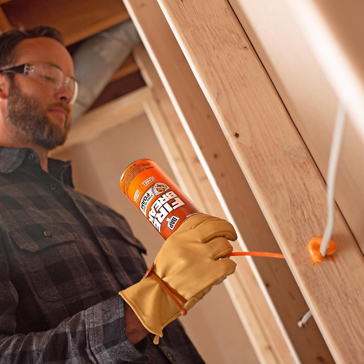 مانع تسرب رغوي مقاوم للهب من داب، 12 أونصة، برتقالي فاقع