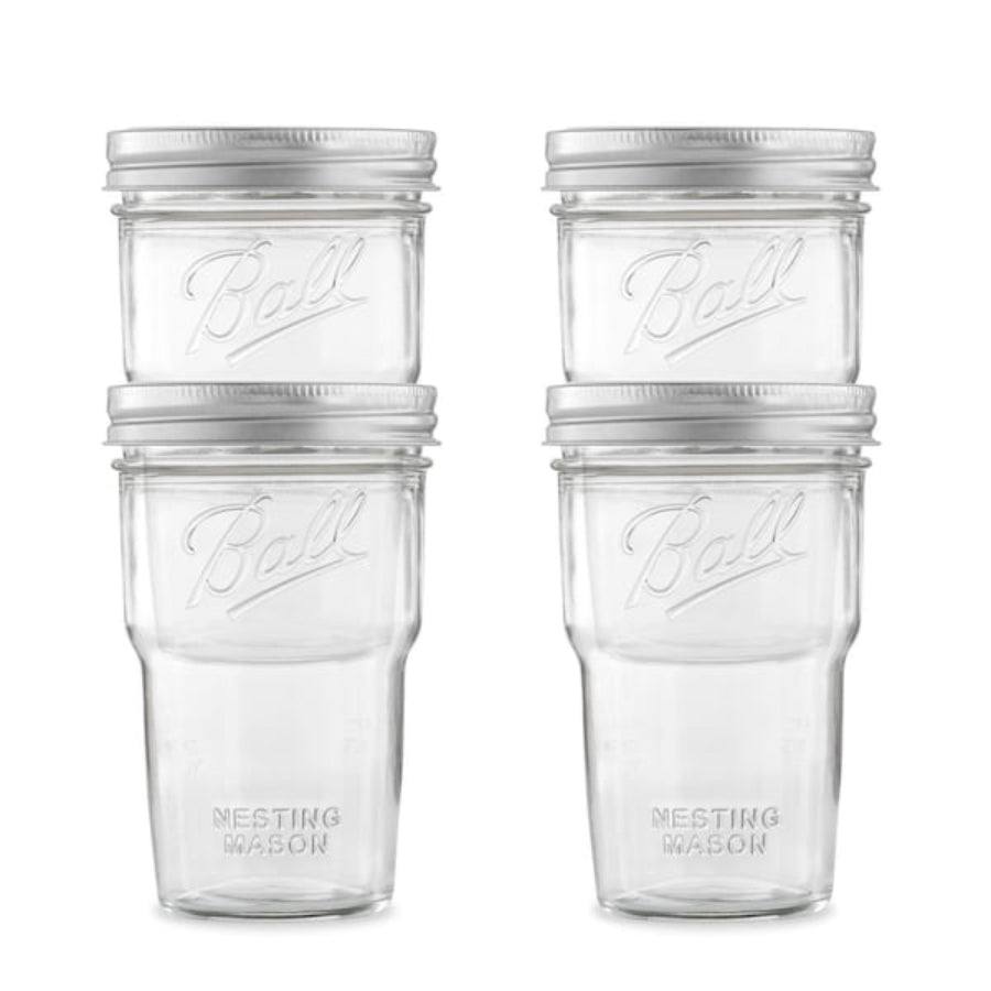 Nesting Mason Canning/Drinkware Jars with Lids Wide Mouth Pint 4-Pk.