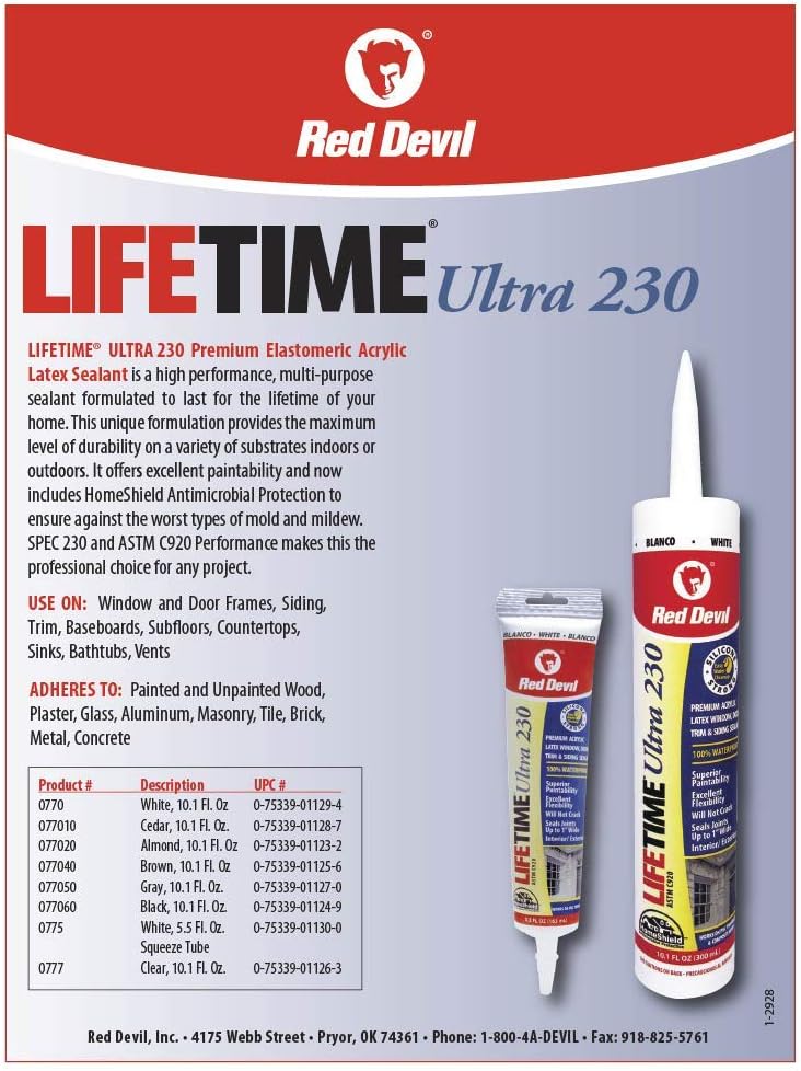 معجون أكريليك لاتكس الستومريك من ريد ديفل، 10.1 أونصة، أبيض