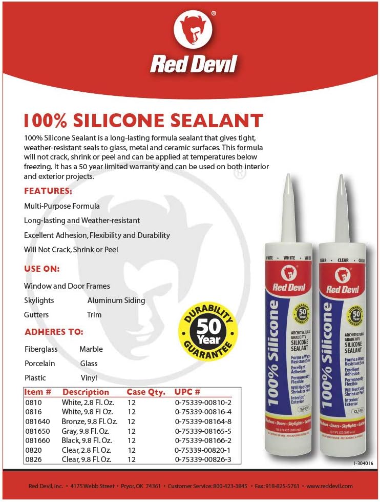 مانع تسرب سيليكون من ريد ديفل، 9.8 أونصة، أبيض