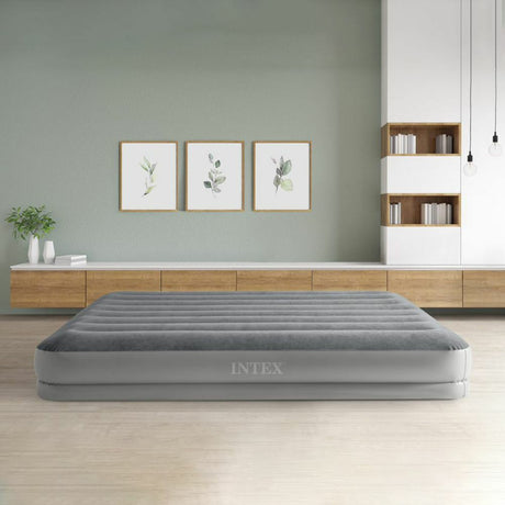 Intex Queen Dura-Beam Prestige Air Mattress with USB Pump - Grey