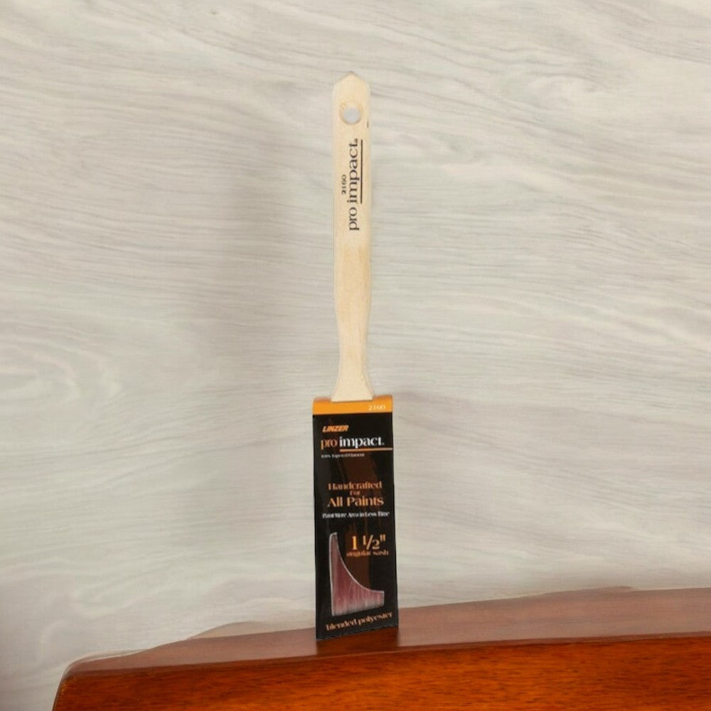 Linzer Polyester Angled Brush with Stainless Steel Trim, Light Brown