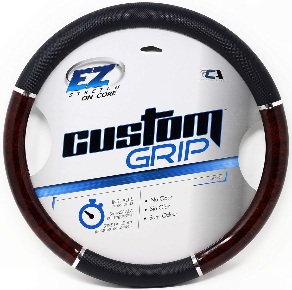 غطاء عجلة قيادة خشب متين كاستوم أكسسواريز - أسود-2