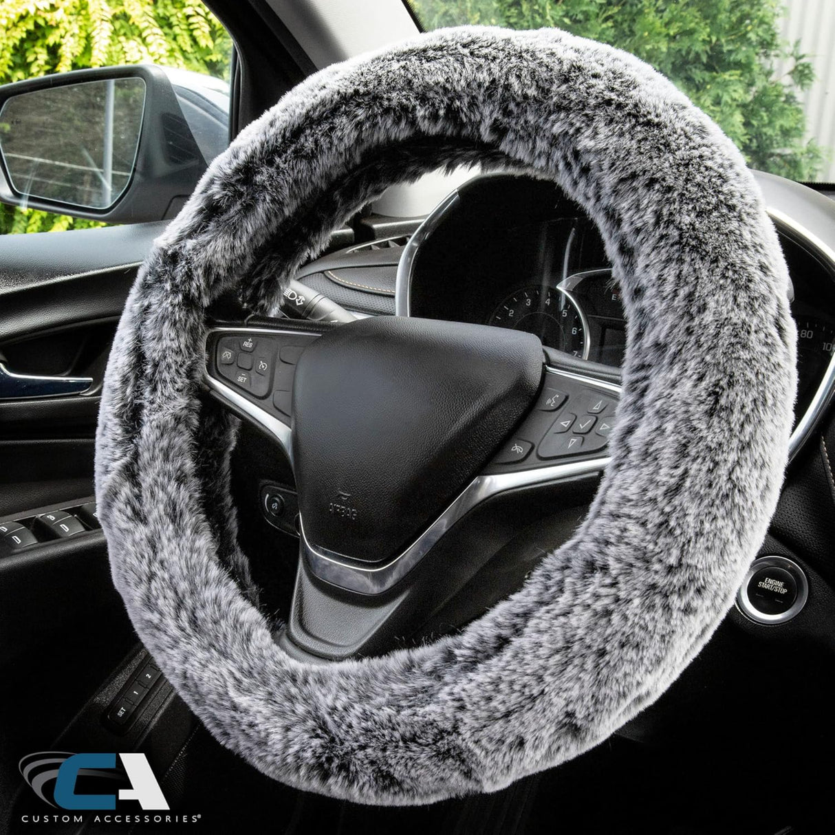 غطاء عجلة القيادة الفرو كاستوم أكسسواريز - رمادي-2