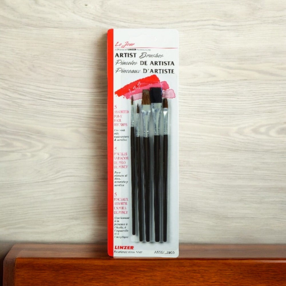 Linzer 5 Piece Bristle Art Brush Set, Black