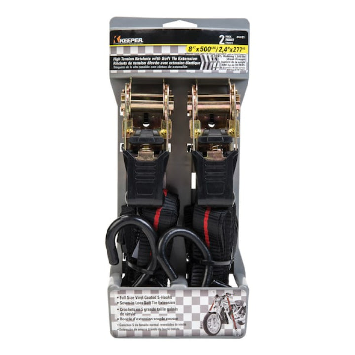 Keeper 8ft 2 Pack Sport Utility Vehicle Tie Down Strap Black