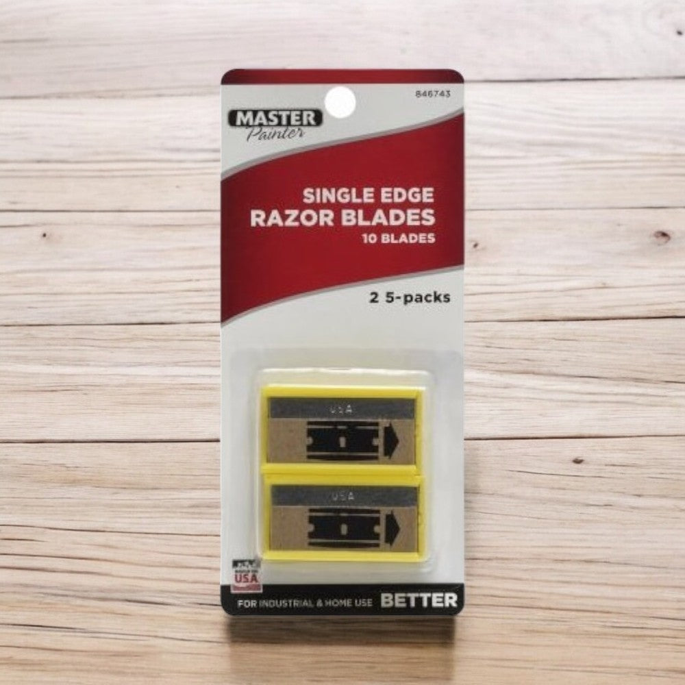 شفرة حلاقة فولاذية بحافة واحدة مع موزعات بلاستيكية، من ماستر بينتر، 10 قطع، متعدد الألوان