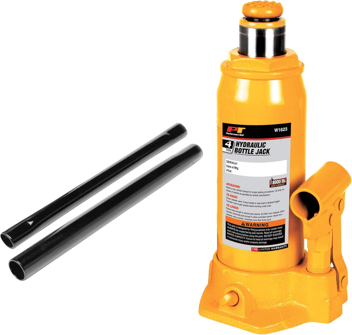 Performance Tool 4 Ton Heavy Duty Hydraulic Jack Orange