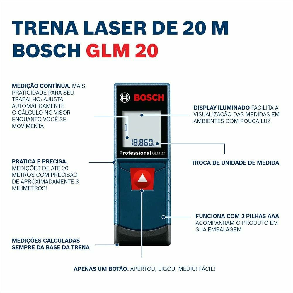 Bosch Professional Laser Measure, GLM20 - Blue/Black