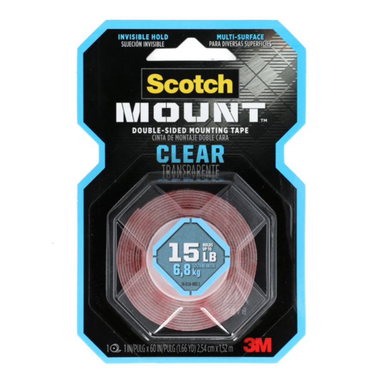 شريط لصق سكوتش ماونت ثنائي الوجه 2.54 سم × 1.52 م - شفاف