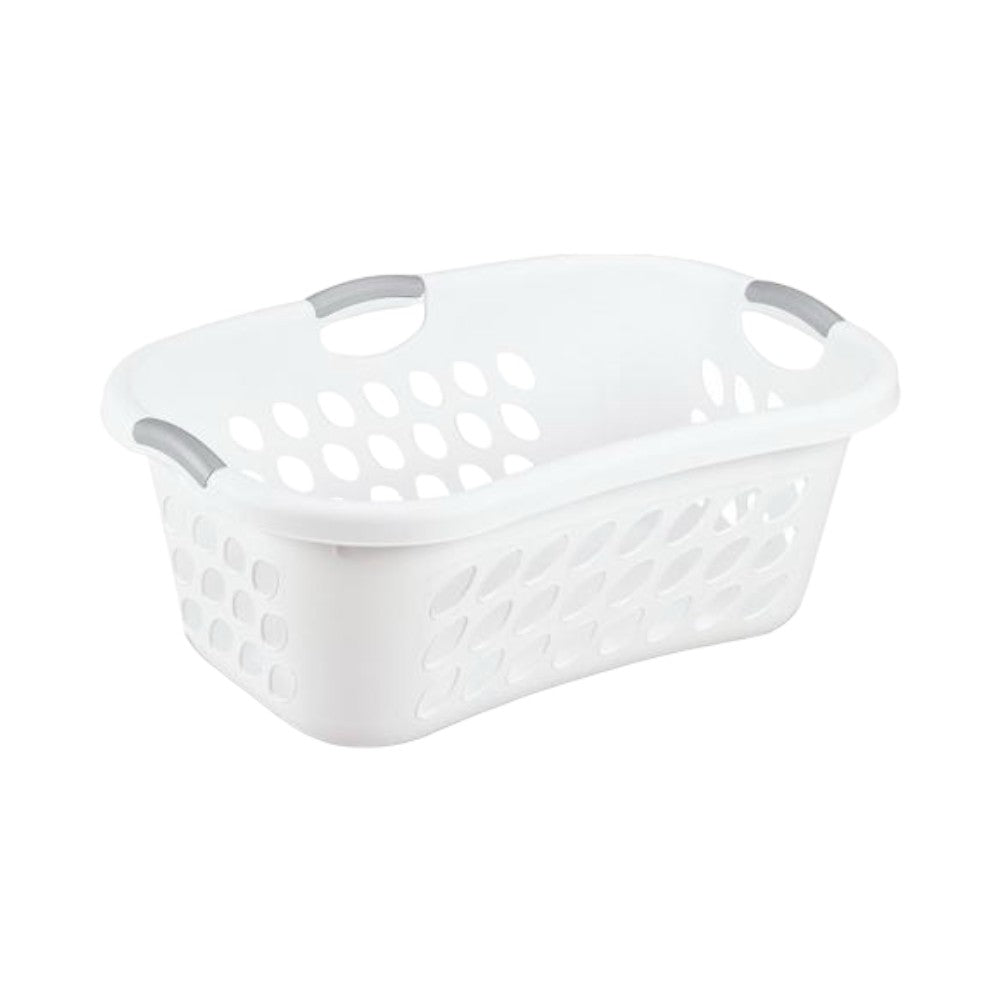 سلة غسيل بلاستيكية من ستيرلايت، سعة 1.25 بوشل، أبيض ورمادي