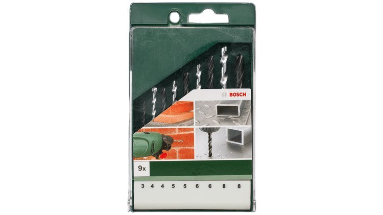 Bosch Drill Bit Set for Metal and Concrete, 9 Pieces - Silver