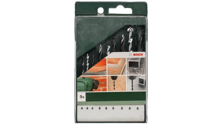 Bosch Drill Bit Set for Metal, Concrete, and Wood, 9 Pieces - Silver and Black