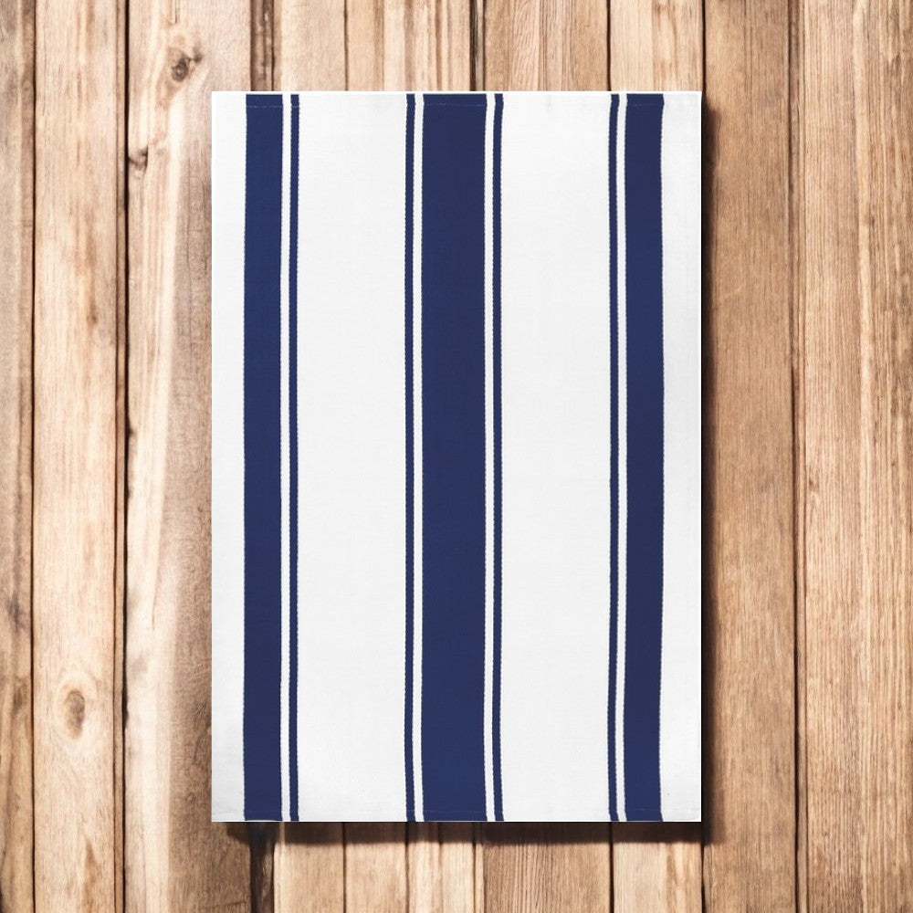 Waffle Stripe Towel- Ink Blue