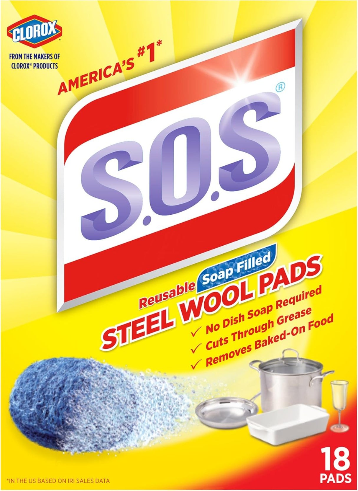 SOS Steel Wool Soap Pad 18 Piece Grey