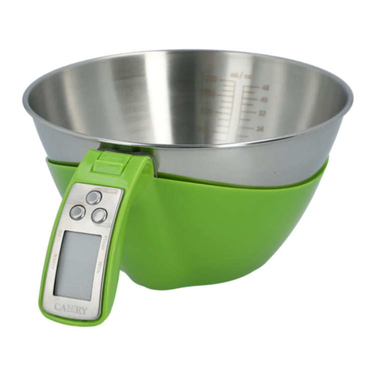 كوب قياس إلكتروني كامري للمطبخ، فضي وأخضر - 5 كغ