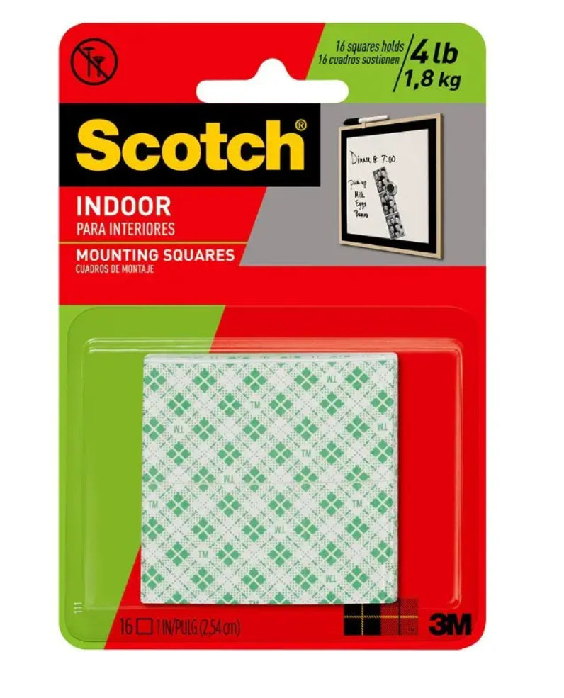 شريط لاصق سكوتش ثنائي الوجه للمساحات الداخلية 1 × 1 بوصة - أبيض