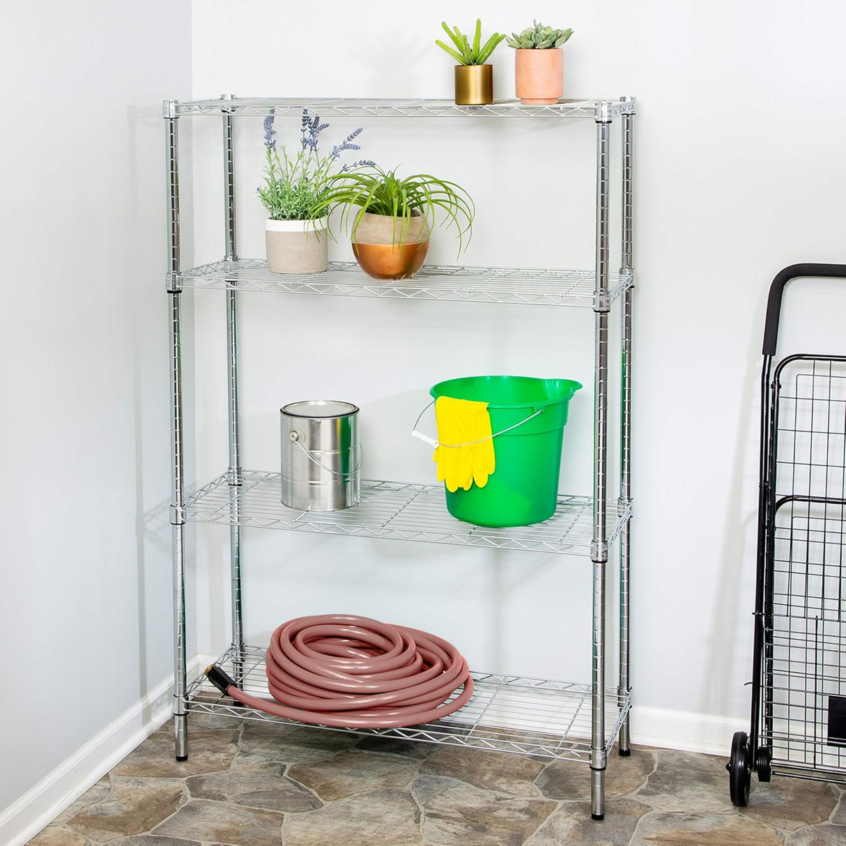 وحدة رفوف قابلة للتعديل 4 طبقات هوني كان دو، سعة وزن 250 رطل - فضي-2