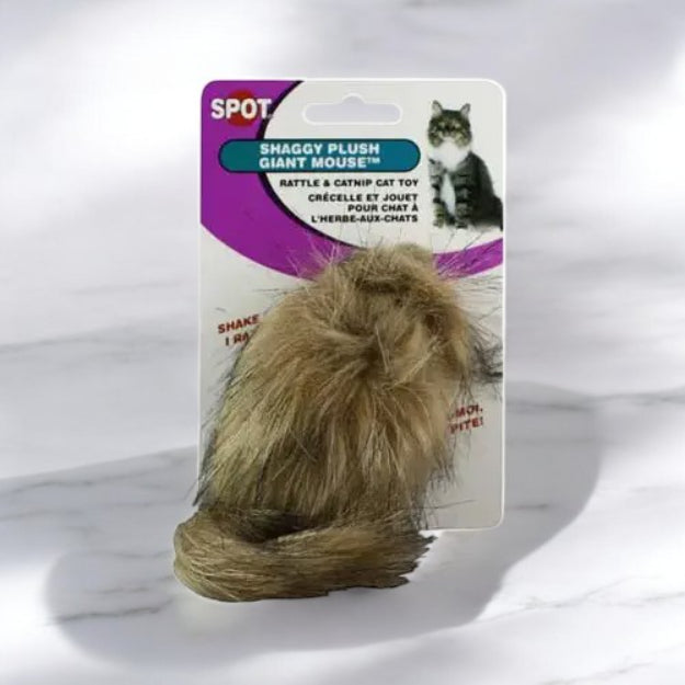 لعبة قطة شكل فأر شاجي ضخمة - بني-2