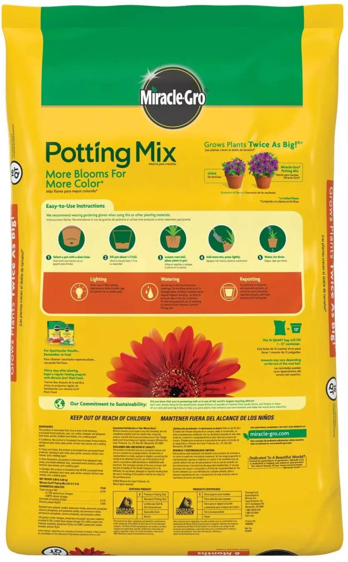 Miracle Grow 16 Quart Potting Mix