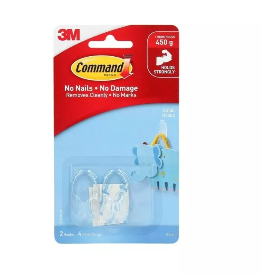 خطافات صغيرة شفافة كوماند قطعتين - شفاف