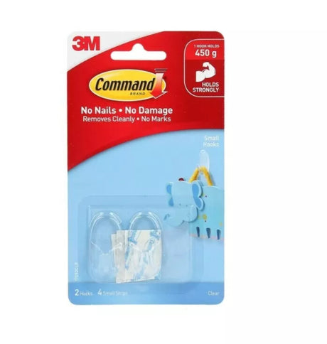 خطافات صغيرة شفافة كوماند قطعتين - شفاف