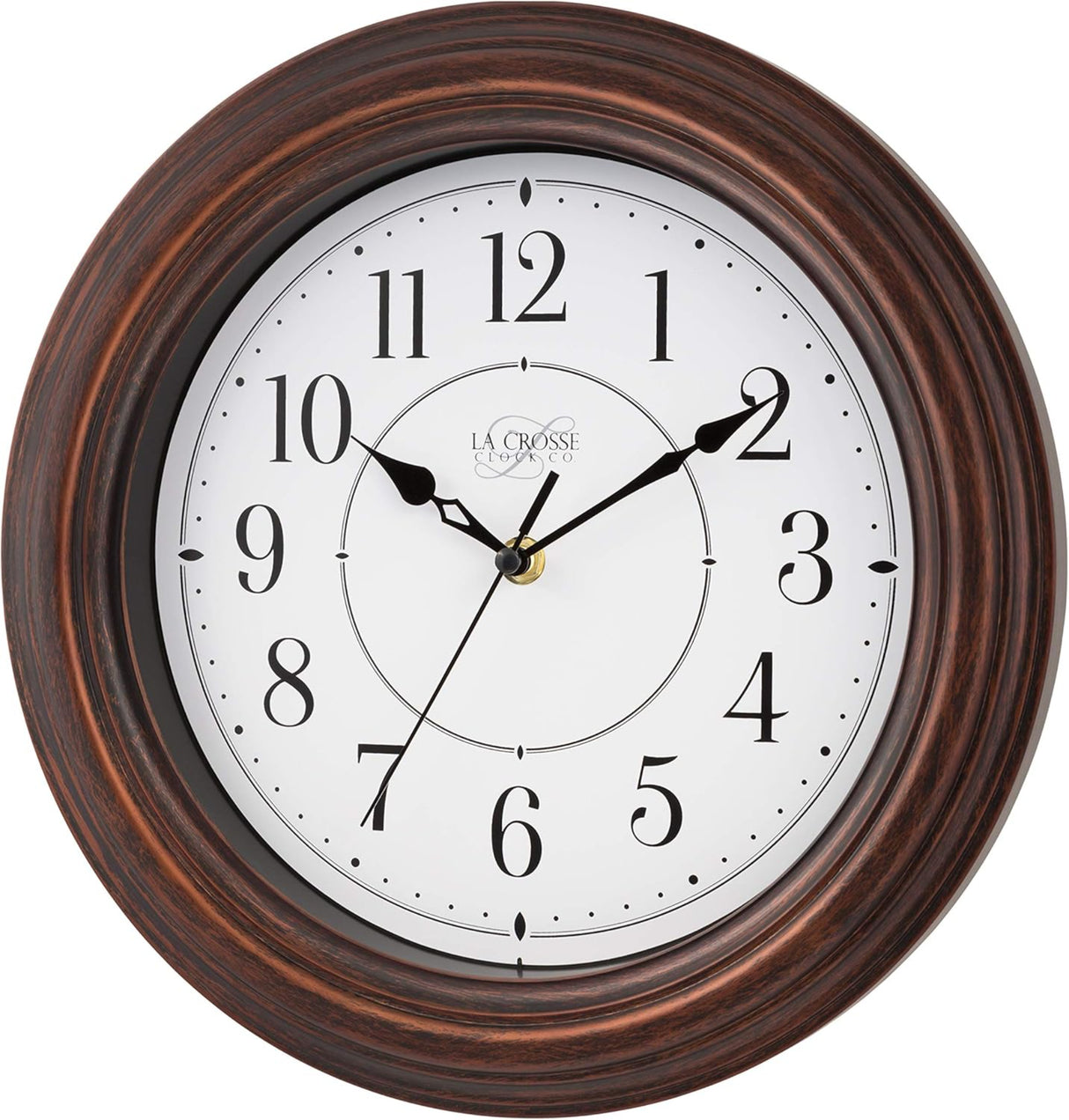 ساعة حائط لا كروس بتصميم خشب مزخرف، 12 بوصة - بني داكن-2
