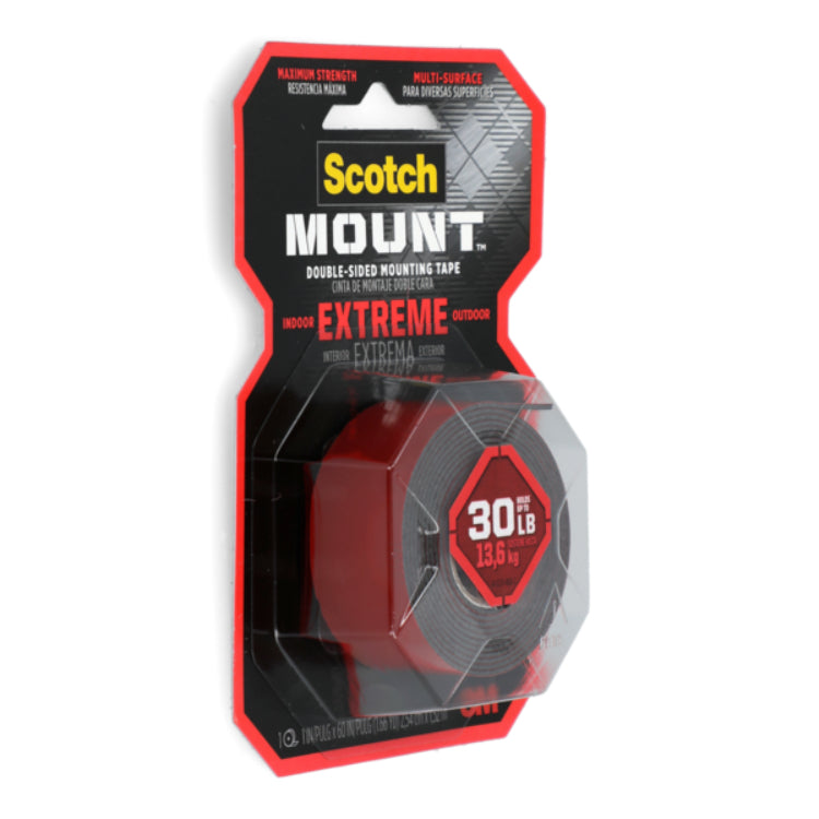 شريط لاصق مزدوج الجوانب شديد القوة سكوتش، 1 بوصة × 60 بوصة - أحمر ورمادي-2