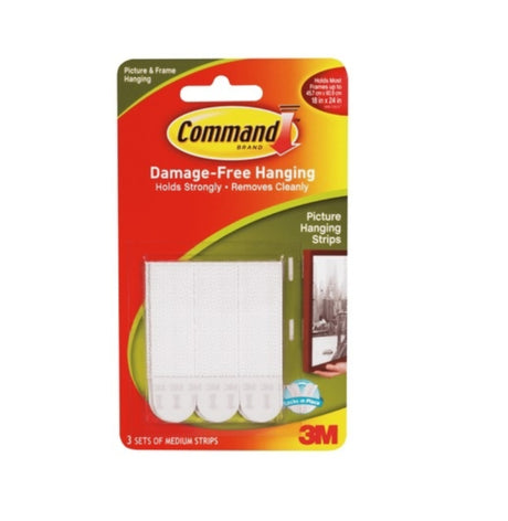 شرائط تعليق صور متوسطة كوماند 3 قطع - أبيض