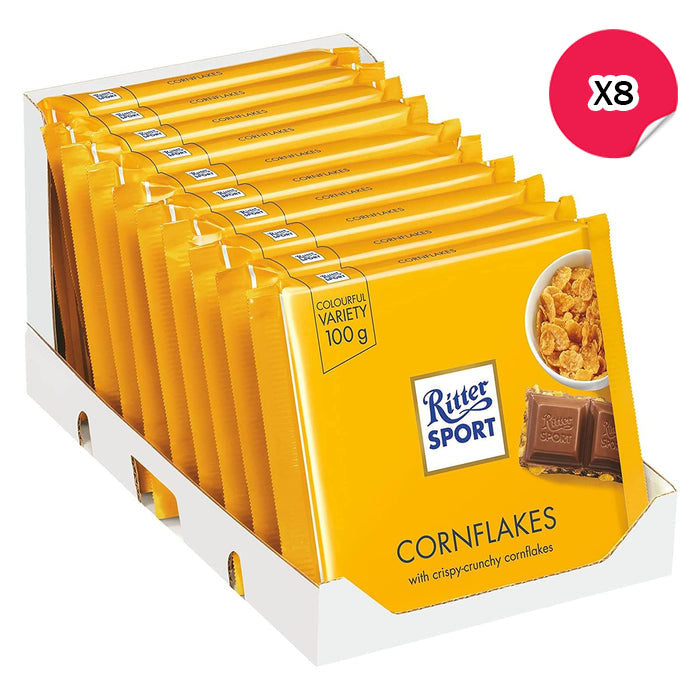 شوكولاتة ريتر بقطع الكورن فليكس - 8 × 10 × 100 جرام