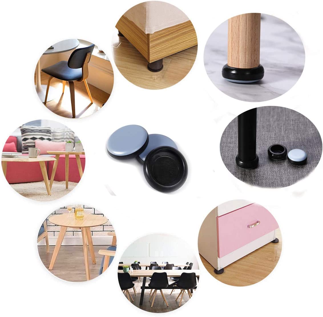 أكواب أرجل الأثاث من ترو جارد، عبوة من 4 قطع، 3/4 -5 بوصة، أزرق و اسود