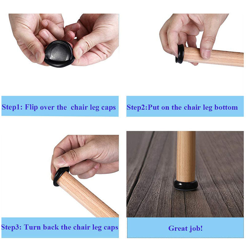 أكواب أرجل الأثاث من ترو جارد، عبوة من 4 قطع، 3/4 -5 بوصة، أزرق و اسود