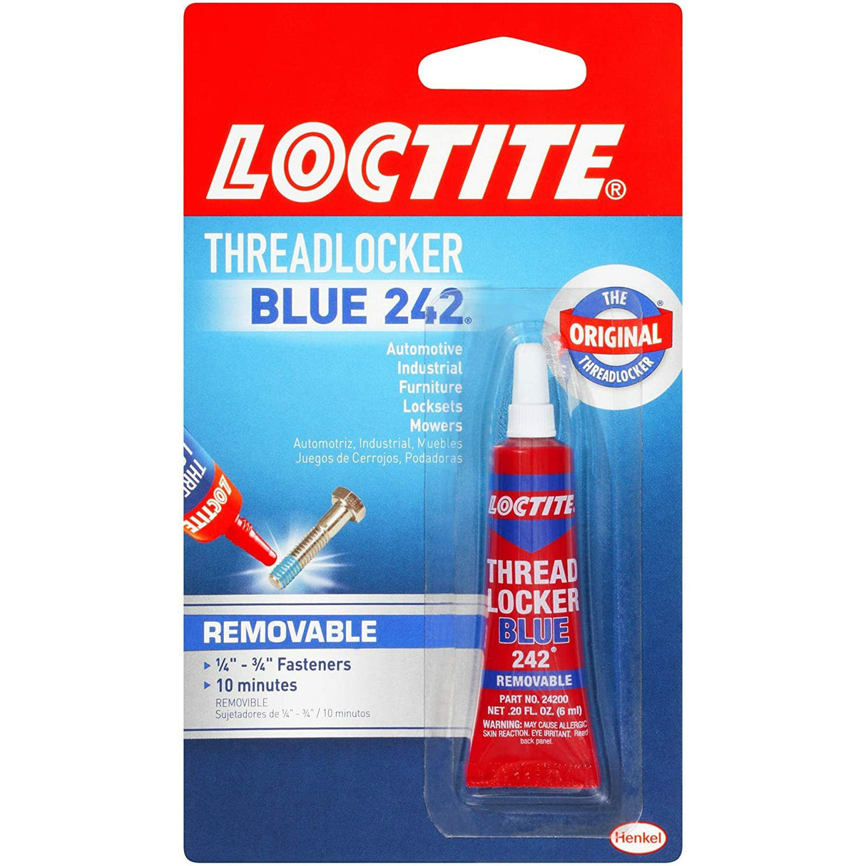 Loctite Glue for Sealing Nuts to Bolts, 6ml