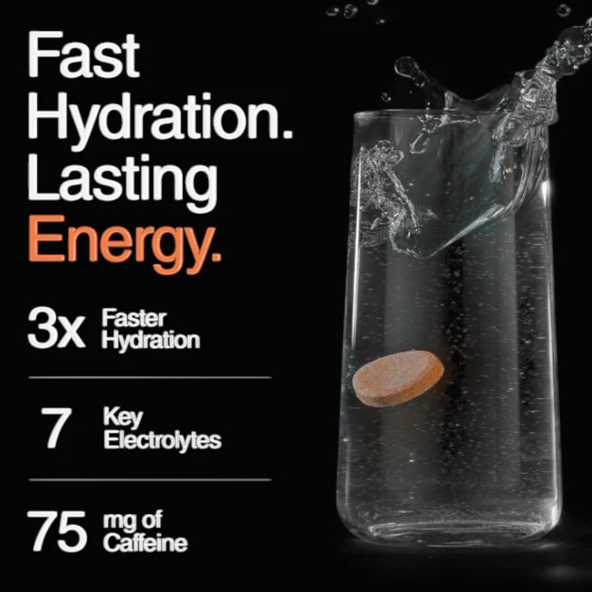 Fizz Energy Effervescent Tablets Orange Flavor - 20 Tablets