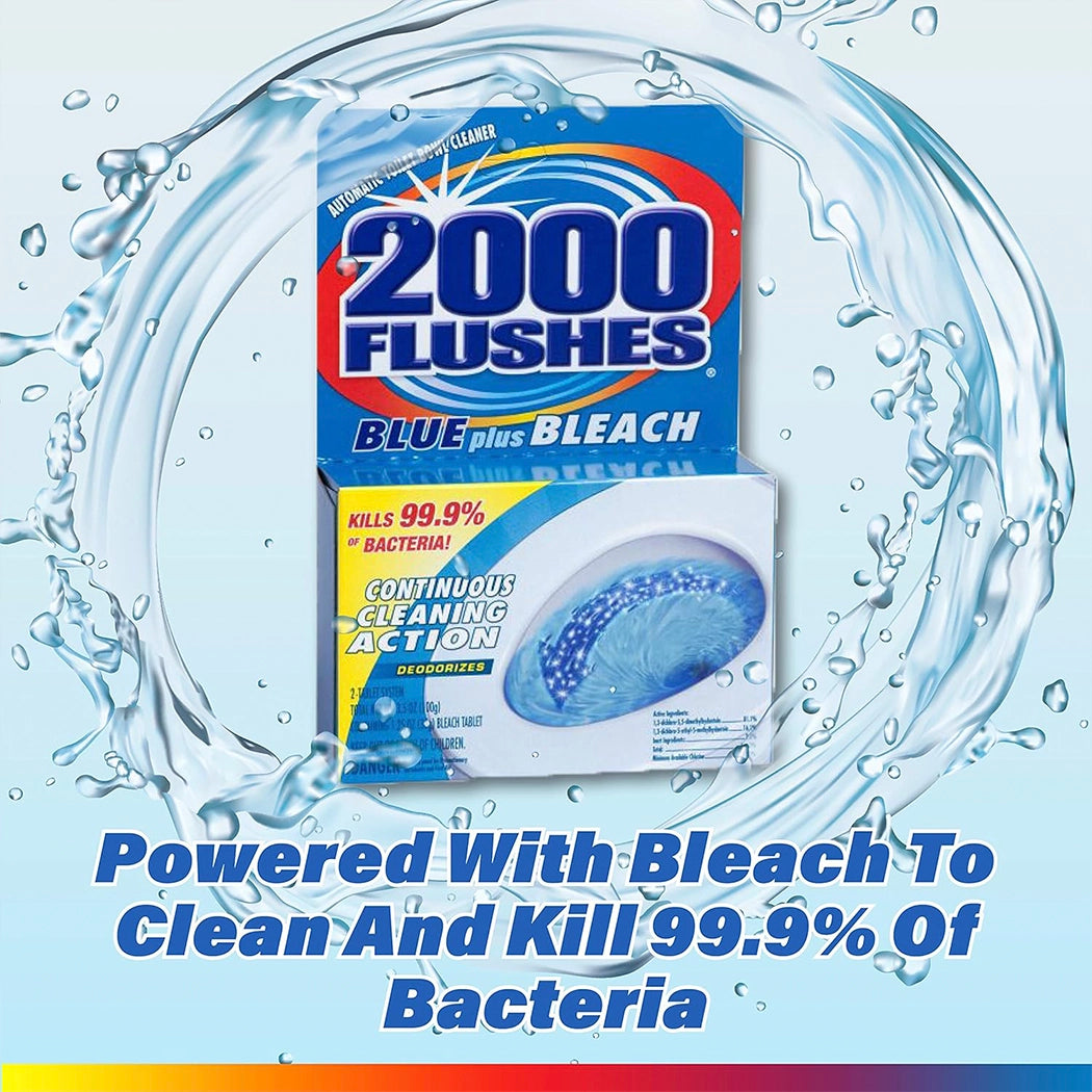 2000 Flushes Blue Plus Bleach Automatic Toilet Cleaner – Continuous Cleaning – 100 ml