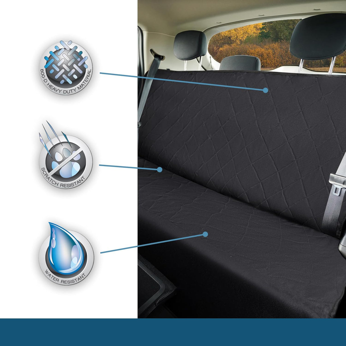 Custom Accessories Padded Hammock Pet Seat Cover – Black