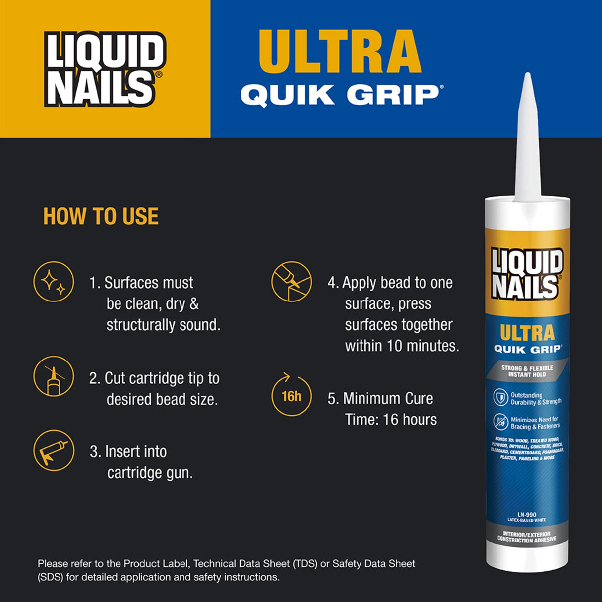 لاصق بناء قائم على اللاتكس من ليكويد نايلز، 10 أونصة، أبيض