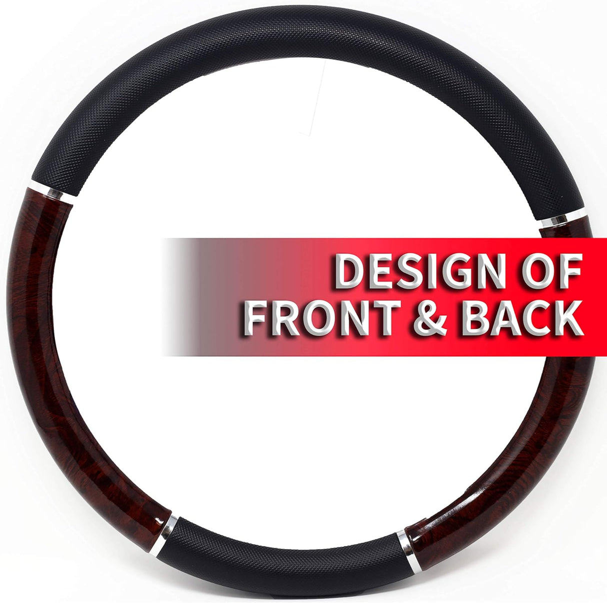 غطاء عجلة قيادة خشب متين كاستوم أكسسواريز - أسود-3