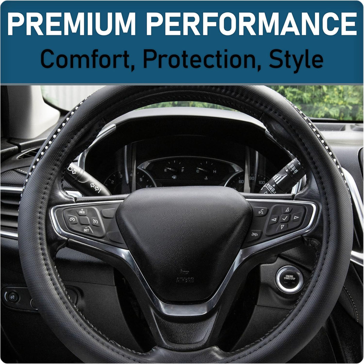 غطاء عجلة قيادة مزخرف كاستوم أكسسواريز - أسود-3