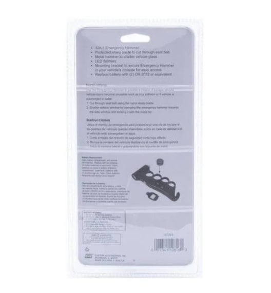 مطرقة الطوارئ 3 في 1 للهروب من المركبة من كستم أكسيسوريز أسود
