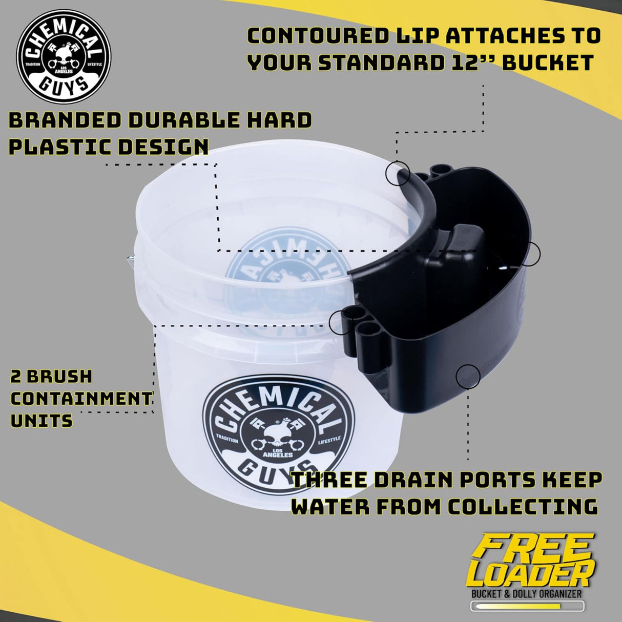دلو منظم مع دوللي فريلودر كيميكال جايز - أسود-3
