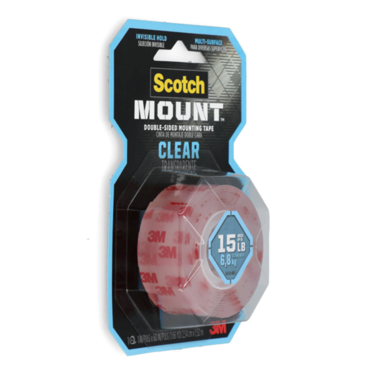 شريط لصق سكوتش ماونت ثنائي الوجه 2.54 سم × 1.52 م - شفاف-3