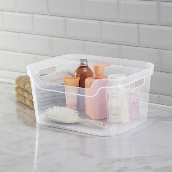 سلة بلاستيكية مفتوحة كبيرة من ستيرلايت، شفاف