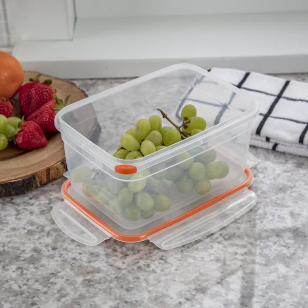 حاوية طعام بلاستيكية مستطيلة من ستيرلايت، سعة 12 كوب، شفاف وبرتقالي