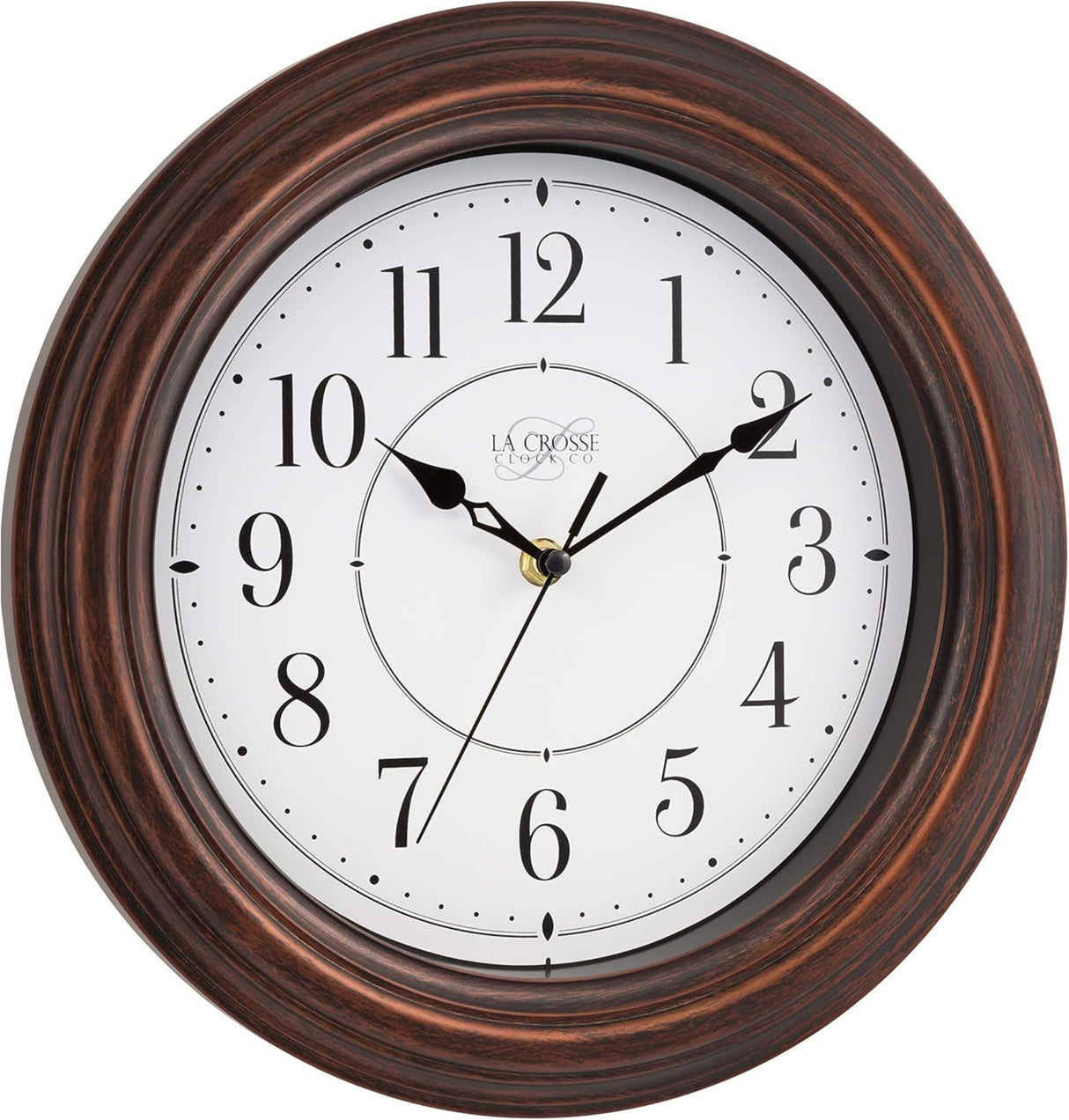 ساعة حائط لا كروس بتصميم خشب مزخرف، 12 بوصة - بني داكن-3